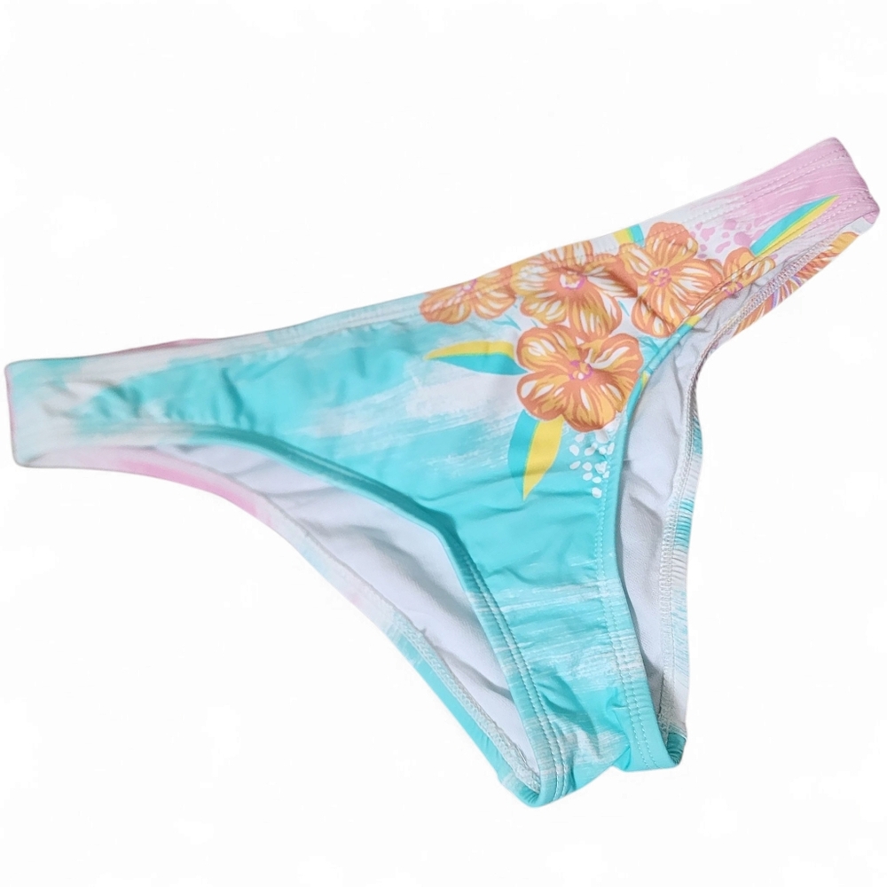 Nwt , Hobie Floral Pink, Blue Tropical Cheeky Bikini Bottom